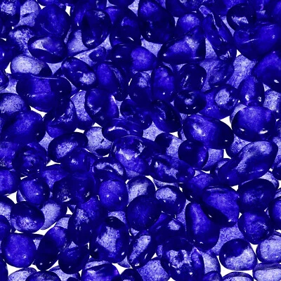 Glass Stones 453g/1 Lbs Glass Pebbles Marble Beads Gem Stone(5-9 mm Cobalt Blue)