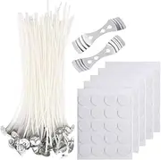 GAOHOU Pre Waxed Candle Wicks Kit 12cm Candle Wicks Candle Wick Stickers 3-Hole Candle Wicks Holder DIY Making Durable Holder Safe