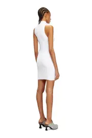 [Diesel] Diesel - Short turtleneck dress in ribbed knit - Dresses - Woman - White M White