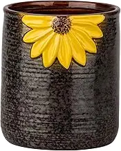 GABROC Utensil Crock, Kitchen Utensil Holder, Ceramic Utensil Holder for Countertop, Cooking Utensil Holder for Kitchen Sunflower Decor Large Kitchen Spatula Holder