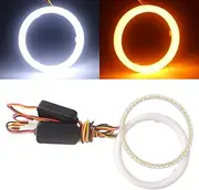 Qasim 1-Pair 80MM White+Amber Switchback 102SMD 4014 LED Halo Ring Angel Eyes Led Lights 12V
