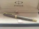 Parker Sonnet Ballpoint Pen Grey Grid Fine Nib Blue Ink Refill With Gift Box