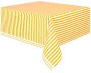 Baby Shower Birthday Party Yellow Striped Plastic Table Cover Tablecloth 21st 50th