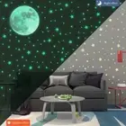 Luminous Decals Glow In Dark Moon Stars Wall Stickers Fluorescent Full Luna