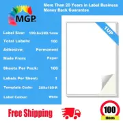 100x A4 Self Adhesive Paper Labels 1 up Office Mailing Sticker Inkjet Laser