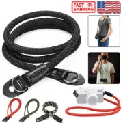 HandMade Braided Single Shoulder Camera Neck Strap Rope+Leather For Leica Sony