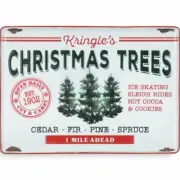 Kringle's Christmas Trees Embossed Metal Christmas Sign Farmhouse Plaque NEW
