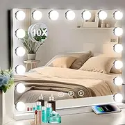 Hollywood Vanity Mirror with Lights, Large Lighted Makeup Mirror with 17 Dimmable LED Bulbs, Touchscreen Control, Cosmetic Tabletop or Wall Mounted Mirror (70cmx55cm)