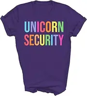 [Above Good Tee] Unicorn Security Funny Birthday Girl Dad Mom Daughter Unisex Shirt Gift Women Men T-Shirt (Purple;M)