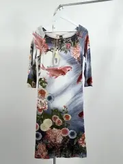 Roberto Cavalli "Class" Vibrant Koi Fish Floral Print Dress Y2K - 42
