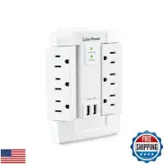 CyberPower CSP600WSURC2 Surge Protector, 1200J/125V, 6 Swivel Outlets, 2 USB