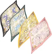 [LIFKOME] 4pcs Crumpled Diamond Scarf Neck Wrap Scarf Neck Muffler Summer Neck Scarf Bandana Neck Scarf Small Square Scarf Small Neck Scarf Silk Head Wrap Neck Handkerchief Silk Head Scarf