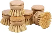 6Pcs Bamboo Dish Brush Head, Soft Sisal Bristle Dish Natural Washing Brush Head, Eco-Friendly Washing Up Brush Replacement Heads, Perfect Cleaning Dish Brushes, Plastic Free Washing Up
