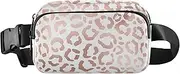 [GAIGEO] Coral Pink Womens Fanny Pack Trendy Hip Pack Belt Bag Waterproof Waist Pouches for Men, Gold Pink Leopard Print, 8 x 5.3 x 2.3 inch, Funny Print