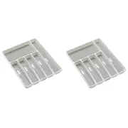 2x Madesmart 6-Compartment Cutlery Tray Kitchen Organiser Rect 41x33cm White