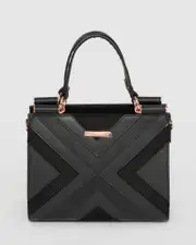 Black Stephanie Point Panel Tote Bag