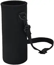 Black Water Bottle Carrier Bag,Protable Water Bottle Holder Bag Case Pouch Cover for Stainless Steel and Plastic Bottles Kids Adults Sport Travel Drinks,Adjustable Shoulder Strap