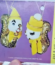 LeeWards MR. & MRS. CHATTER Squirrels Sequin Bead Christmas Ornament Kit Vtg NOS