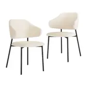Oikiture 2x Armchair Dining Chair Accent Chairs Tub Armchairs Sherpa White&Black