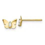 14K Yellow Gold Marquise CZ Butterfly Stud Earrings Madi K Children's Jewelry