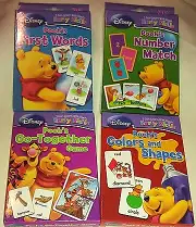 Disney Pooh & Friends Early Skills Reading Math Learn Flash Card Game 4 Pack NEW