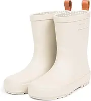 [FENDER & CO.] Kids' Rain Boots - Natural Rubber, Waterproof, Gingham Cotton Lining, Gender Neutral Color, Slip-Resistant Outsole