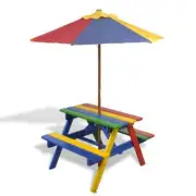 Kids Outdoor Table Chairs Picnic Bench Seat Umbrella Parasol Colourful