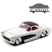 JADA BIGTIME MUSCLE 1957 CHEVROLET CORVETTE 1/24 DIECAST MODEL CAR CREAM 98161