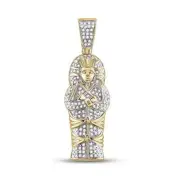 3/8cttw Diamond Egyptian Sarcophagus Mummy Pharaoh Pendant Charm 10k Gold
