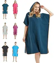 CAREWORX Surf Beach Poncho Wetsuit Changing Towel Bath Robe Poncho with Hood for Surfing Swimming Bathing Adults Men Women -One Size Fit All