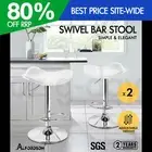ALFORDSON 2x Bar Stools Portia Kitchen Swivel Chair Leather Gas Lift WHITE