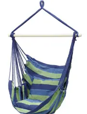 Blue Hanging Hammock Chair Swing Portable Garden Outdoor Camping Soft Cushions Pillow