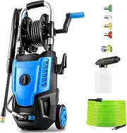 4800 PSI Electric Pressure Washer- 4.0 GPM High Power Washer with 33FT Hose Reel, 4 Spray Tips and Soap Bottle for Car Washing, Fence Cleaning, Patio Maintenance（Upgraded） (Light Blue)