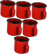 Hohopeti 6 Pcs Vintage Enamel Drinking Cups Retro Tea Mugs Slip Handle Design Easy to Clean Store for Water Milk Soup Random Color