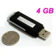 UR08 USB 2.0 Rechargeable Flash Drive Voice Recorder - Black (4GB)