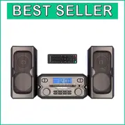 Bluetooth-FM Stereo CD Shelf System with Remote & LCD - Modern Black Design