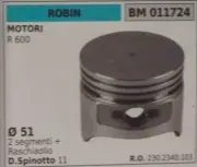 2302340103 Piston Complete Segments and Spin Engine Robin 4T R 600 Ø51