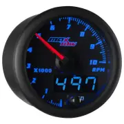 MaxTow 52mm Black & Blue Double Vision 10,000 RPM Tachometer Gauge Kit