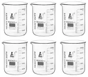 6PK Heavy Duty Beaker, 1000ml - Thick Walls - White Graduations - Eisco Labs