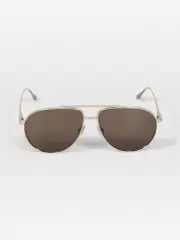 Khaki Aviator Frame Tinted Sunglasses