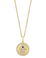 Bloomingdale's Fine Collection Black & White Diamond Hamsa Hand Pendant Necklace in 14K Yellow Gold, 18