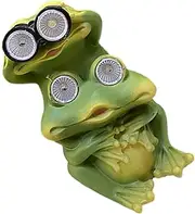 Cartoon Solar Frog Lamp Ornament Creative Resin Garden Statue for Outdoor Decor Night Light for Courtyard Lawn Patio Pathway Durable Unique Design