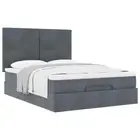 Ottoman Bed with Mattress Bed Base Bed Framees Dark Grey Double Velvet vidaXL
