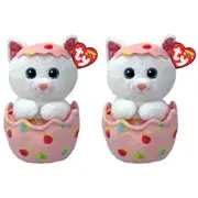 2PK TY Beanie Boos Giggles Cat In Egg Kids Plush Stuffed Toy 15.5cm 3y+ Regular