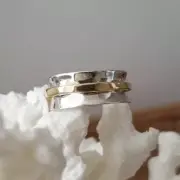 Solid 925 Sterling Silver Brass Spinner Ring Thumb Ring Fidget Gift For Wedding
