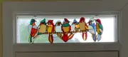 26"x9" Tiffany Style Stained Glass Birds Window Suncatcher