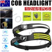 1-6x Waterproof COB Headlamp Night Buddy LED Motion Sensor Head Torch Headlight
