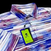 Robert Graham Performance Space Dyed Colorful Stripes Polo Shirt Large $128