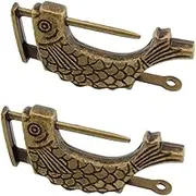 SHIDXIB 2Pcs Vintage Chinese Style Padlock Zinc Alloy Security Lock with Decorative Fish Pattern for Jewelry Boxes & Home Decor