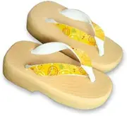 Hajime(一歩) [One Step] [Hajime] Geta Clogs, Soft and Water Resistant, Made of Sponge, XXS Beige, Fireworks x Yellow, Fireworks x Yellow (Hanabi x Yellow/XXS), Hannabi × Yellow, XXS(16.5cm)